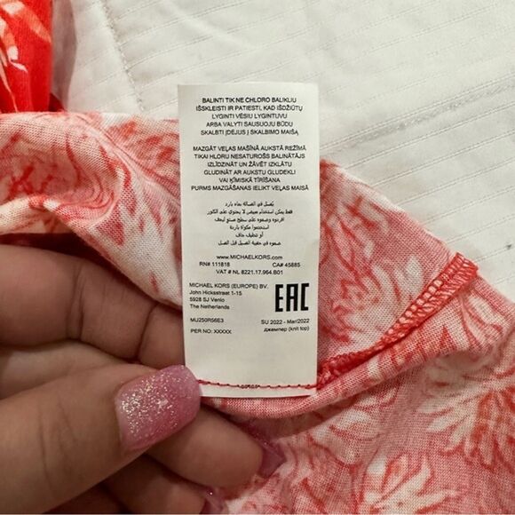 Michael Kors Womens Size Large Beaded‎ Ring Detail Tank Top Sleeveless Tropical - Picture 7 of 11